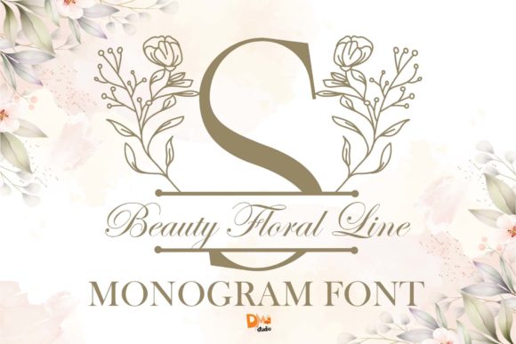 Beauty Floral Line Monogram: An Elegant Signature for Your Creative Projects