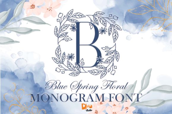 Blue Spring Floral Monogram: An Elegant Font for Creative Projects