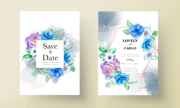 Elegant Flower Leaves Wedding Invitation Design