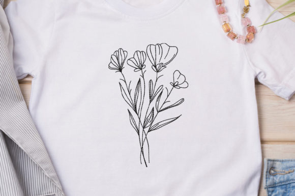 Elevating Everyday Objects with Flowers Line Art Embroidery
